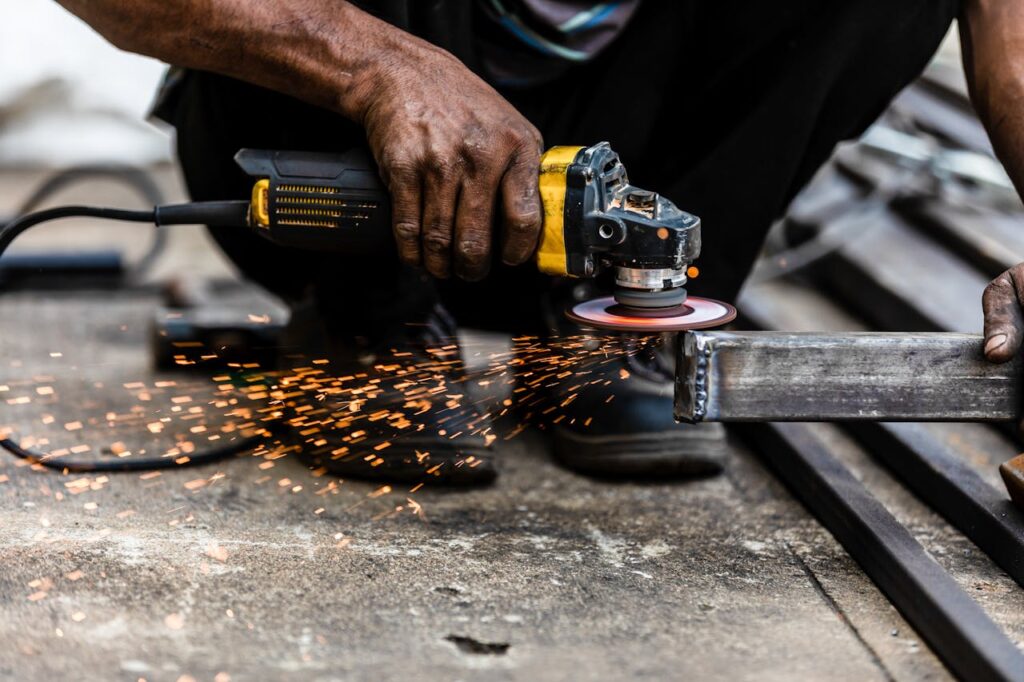 Man Using an Angle Grinder